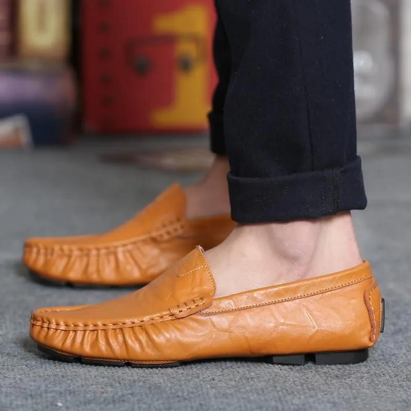 Mens Loafers Shoe Simple Solid Color Driving Loafers PU Leather Lightweight Slip Resistant Anti-Slip Fashion Party Slip-ons