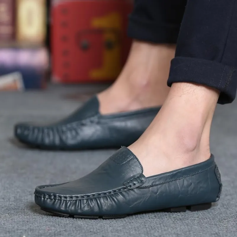 Mens Loafers Shoe Simple Solid Color Driving Loafers PU Leather Lightweight Slip Resistant Anti-Slip Fashion Party Slip-ons