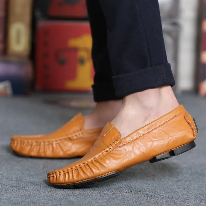 Mens Loafers Shoe Simple Solid Color Driving Loafers PU Leather Lightweight Slip Resistant Anti-Slip Fashion Party Slip-ons