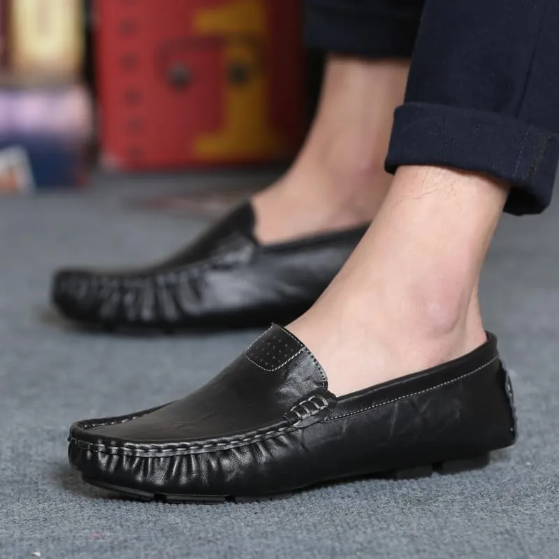 Mens Loafers Shoe Simple Solid Color Driving Loafers PU Leather Lightweight Slip Resistant Anti-Slip Fashion Party Slip-ons