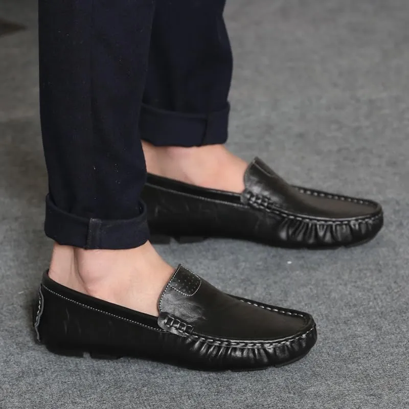 Mens Loafers Shoe Simple Solid Color Driving Loafers PU Leather Lightweight Slip Resistant Anti-Slip Fashion Party Slip-ons