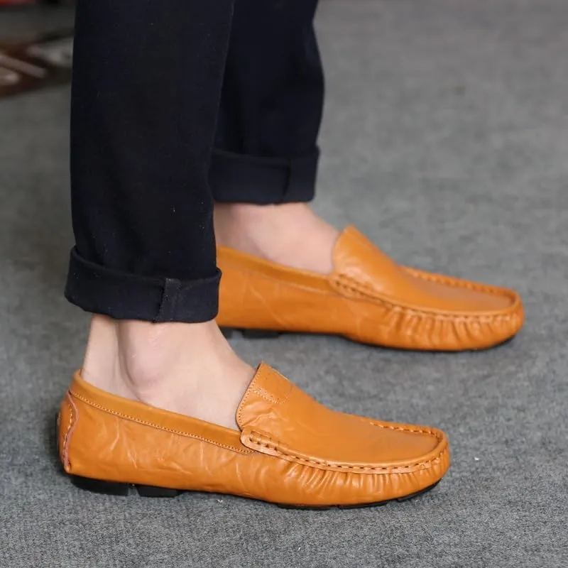 Mens Loafers Shoe Simple Solid Color Driving Loafers PU Leather Lightweight Slip Resistant Anti-Slip Fashion Party Slip-ons