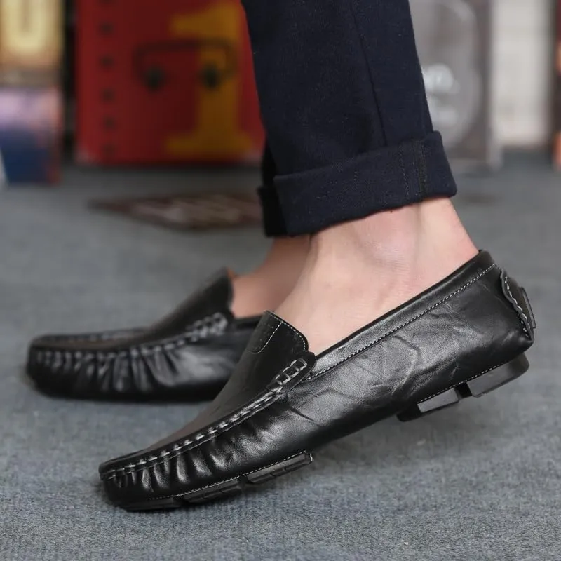 Mens Loafers Shoe Simple Solid Color Driving Loafers PU Leather Lightweight Slip Resistant Anti-Slip Fashion Party Slip-ons