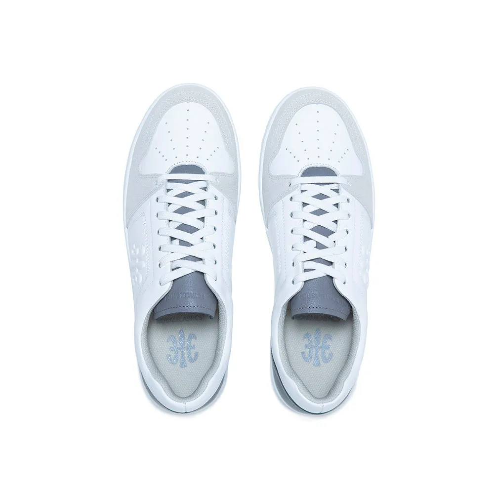 Men's Maker White Black Gray Logo Leather Sneakers 08214-048