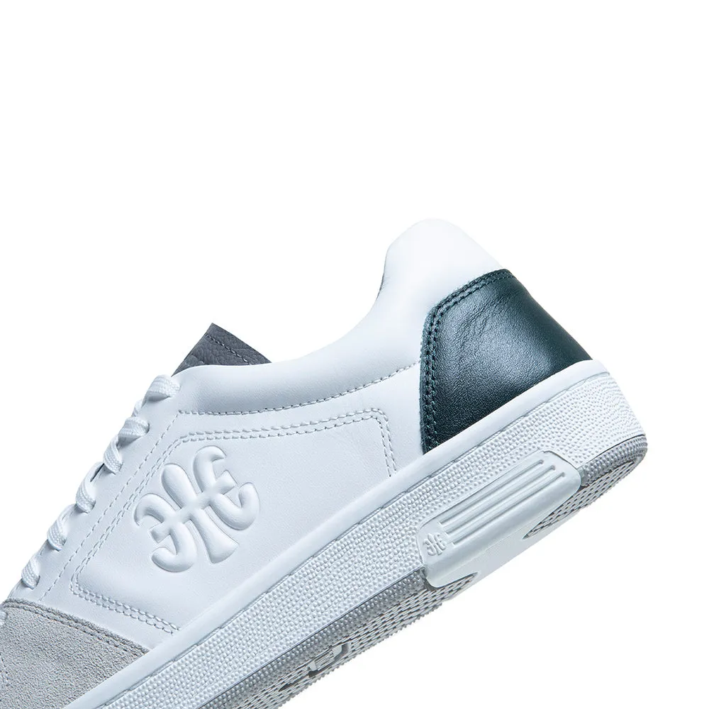 Men's Maker White Black Gray Logo Leather Sneakers 08214-048