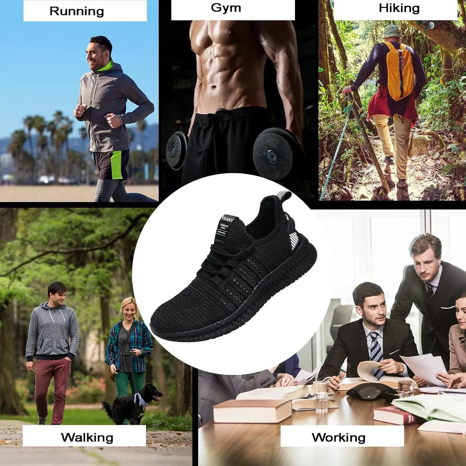 Mens Slip On Walking Shoes Lightweight Breathable Non Slip Running Comfortable Gym Tennis Athletic Fashion Sneakers Men