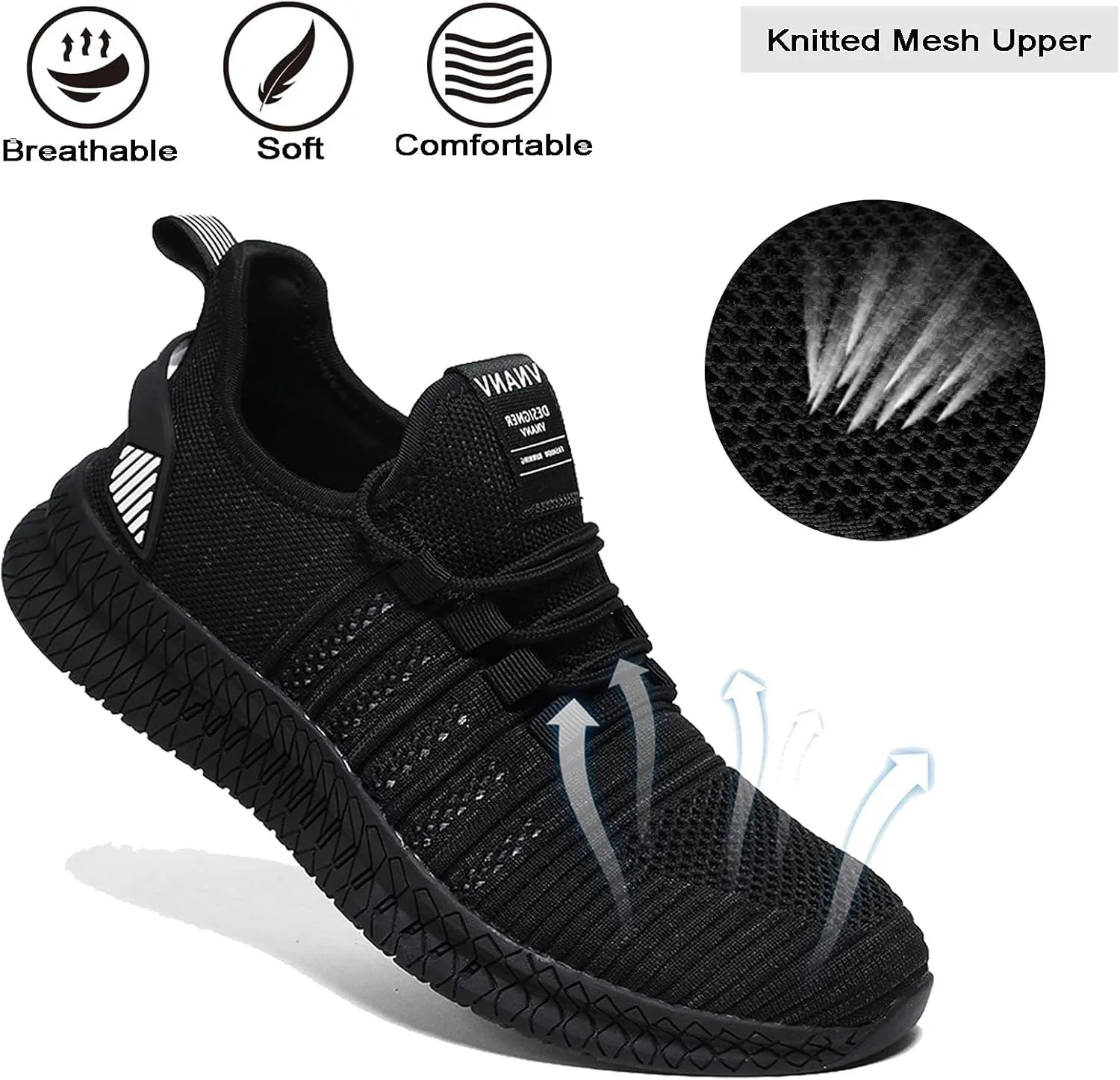 Mens Slip On Walking Shoes Lightweight Breathable Non Slip Running Comfortable Gym Tennis Athletic Fashion Sneakers Men