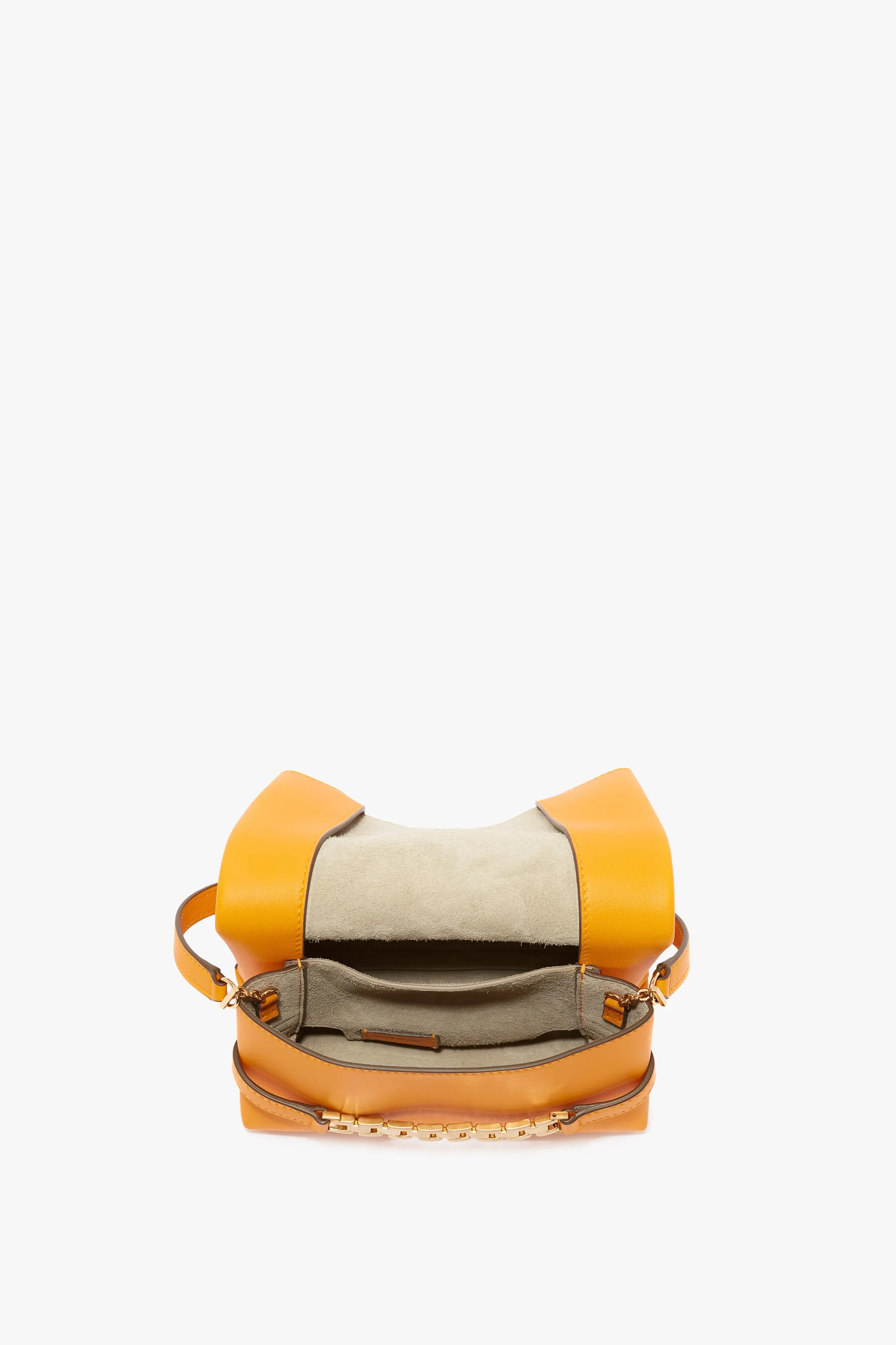 Mini Chain Pouch Bag With Long Strap In Mandarin Leather