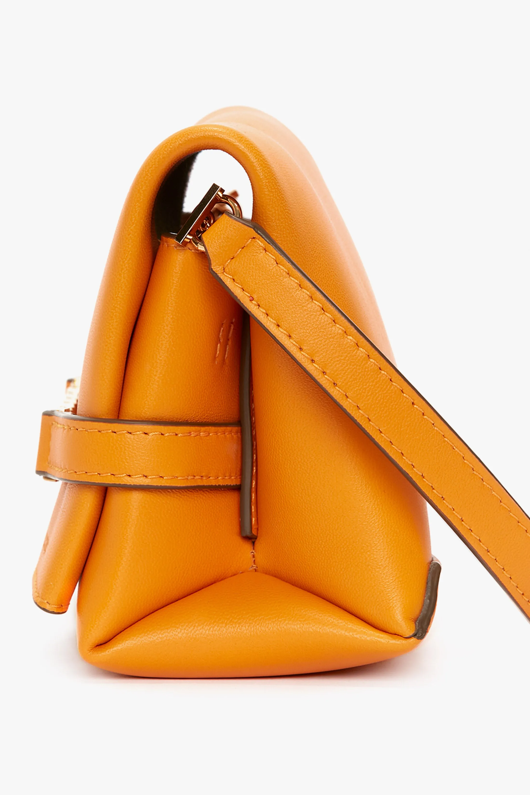 Mini Chain Pouch Bag With Long Strap In Mandarin Leather