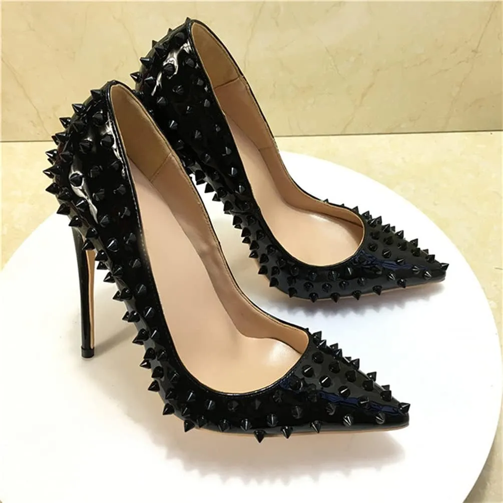 Minishion Women Sexy Heels Pumps Studded Rivet Party Wedding Shoes