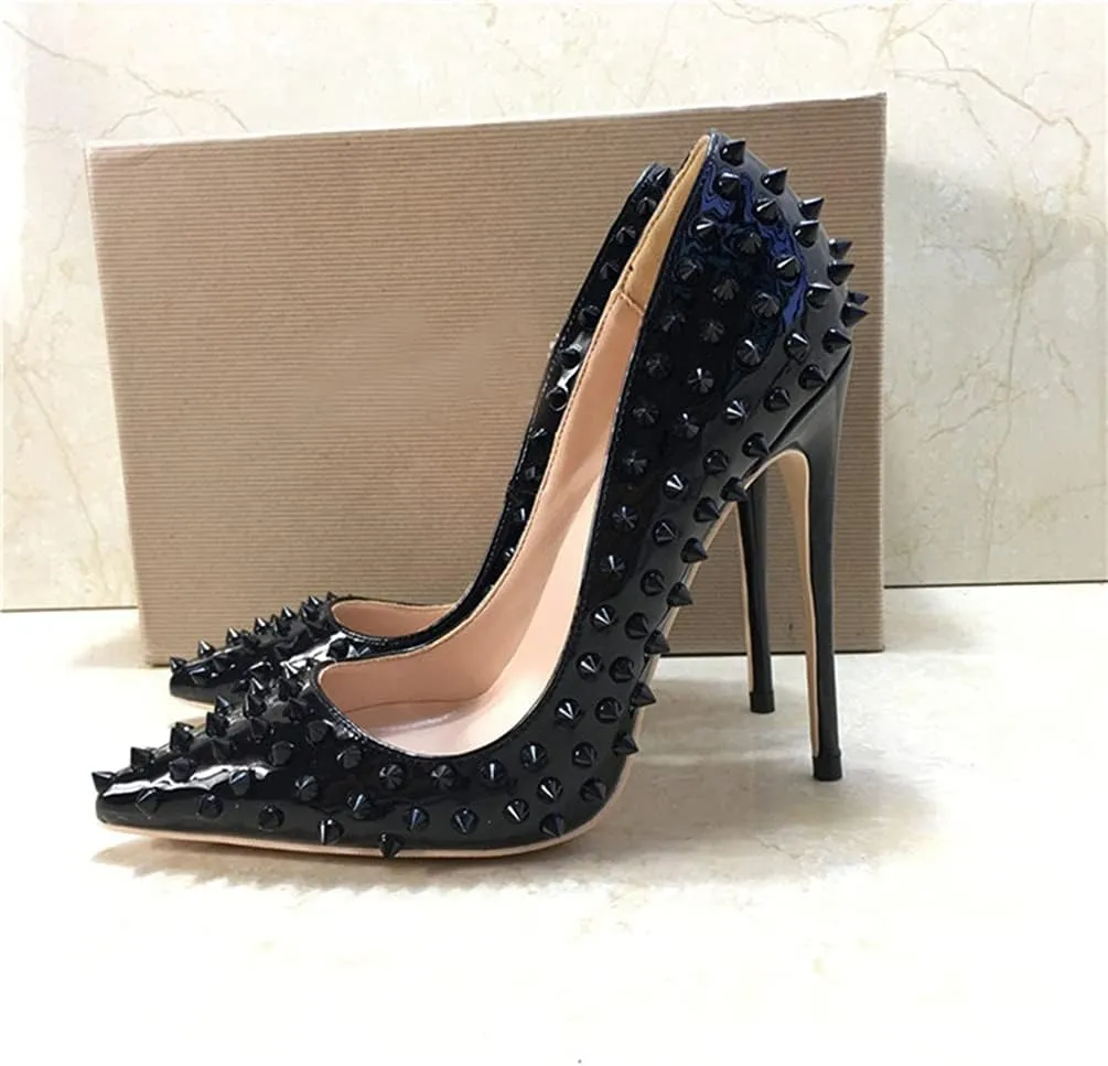 Minishion Women Sexy Heels Pumps Studded Rivet Party Wedding Shoes