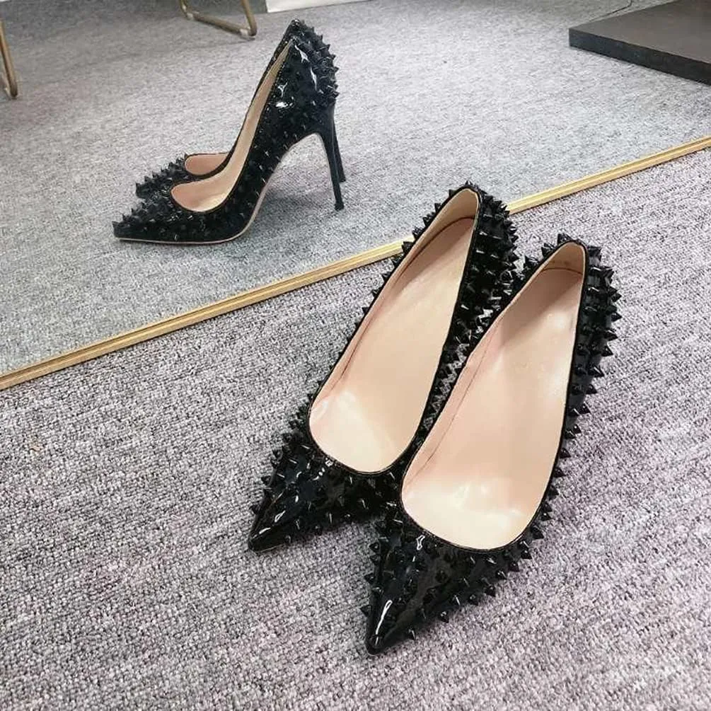 Minishion Women Sexy Heels Pumps Studded Rivet Party Wedding Shoes