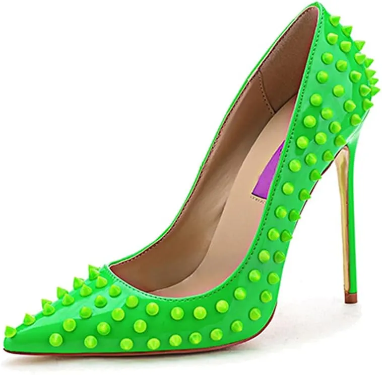 Minishion Women Sexy Heels Pumps Studded Rivet Party Wedding Shoes