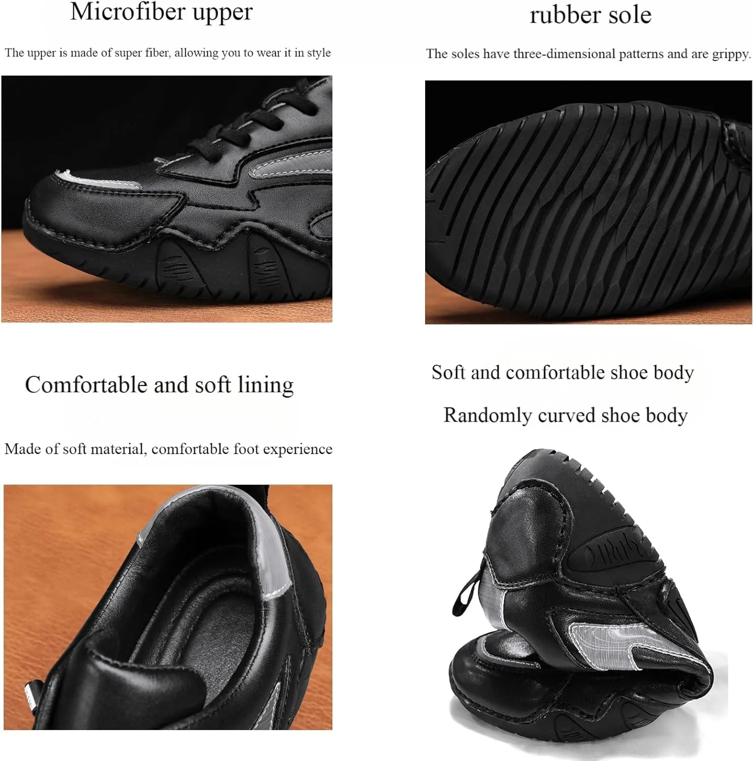 Myallfeet Men's Leather Comfort Driving Sneakers Fashionable, Comfortable and Non-Slip Slip-On Driving Shoes Casual Lightweight Moccasin Shoes