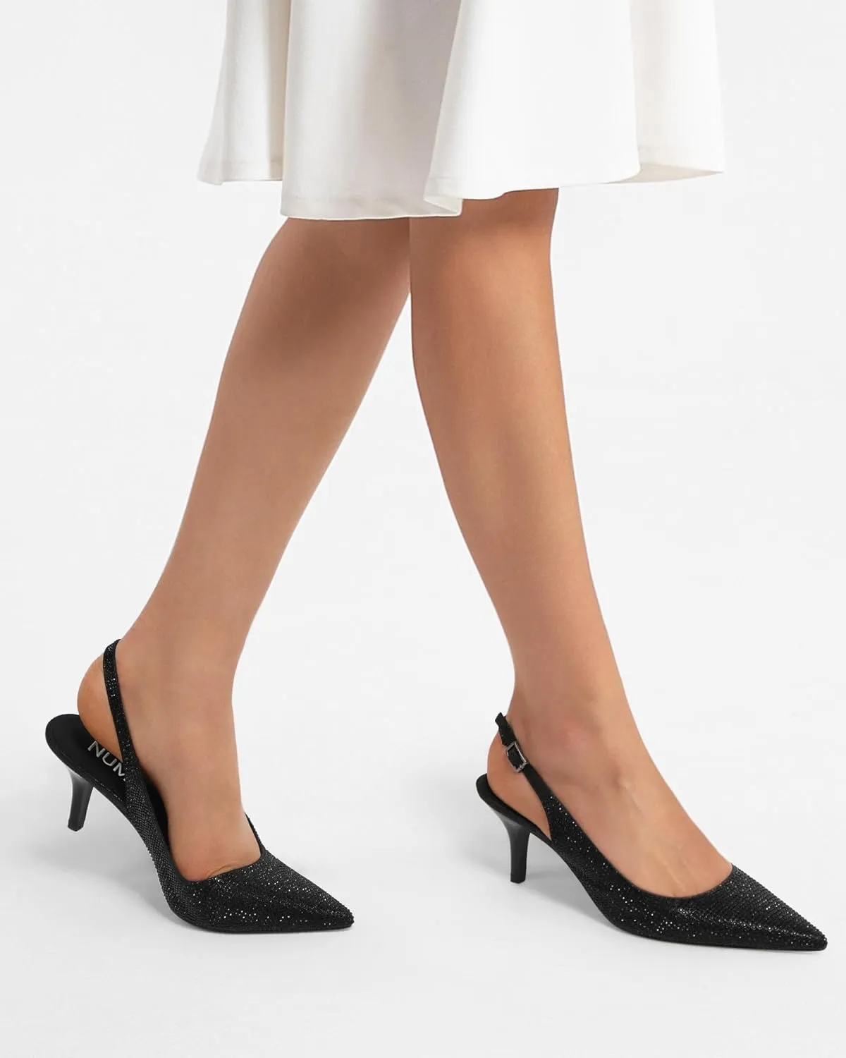 NUMALEO Slingback Heels for Women Pointed Close Toe Kitten Heels Patent Pumps Dress Party Comfy Stiletto 2.5 Inch Dress Shoes