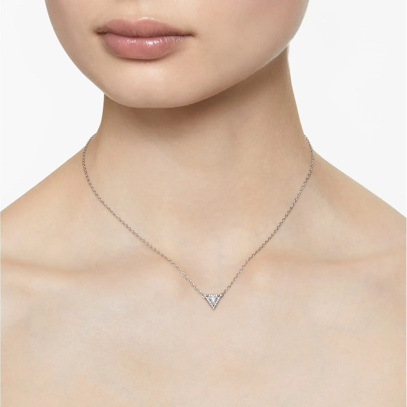 ORTYX NECKLACE, WHITE, RHODIUM PLATED
