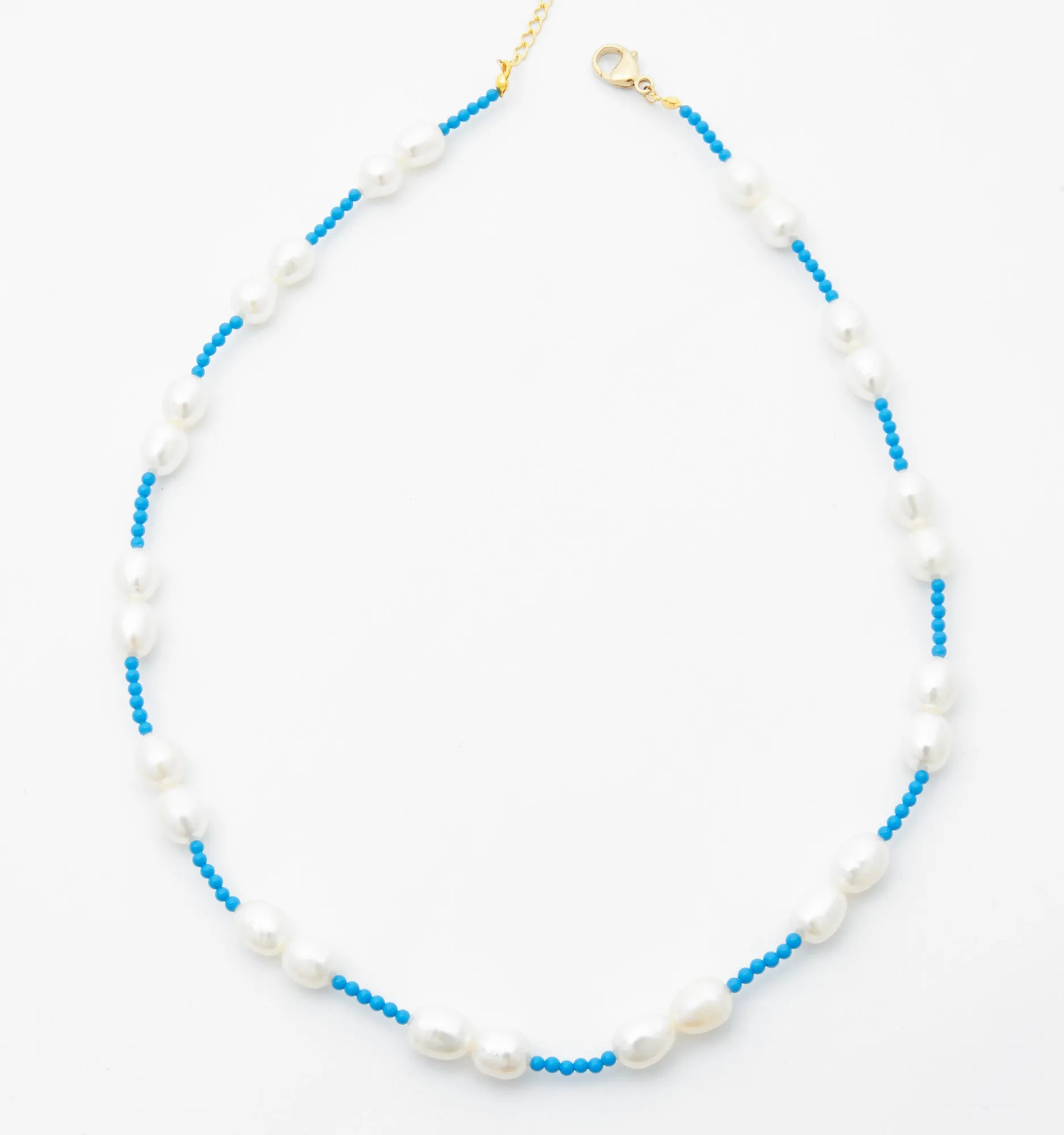 Pearl Necklace With Mini Turquoise