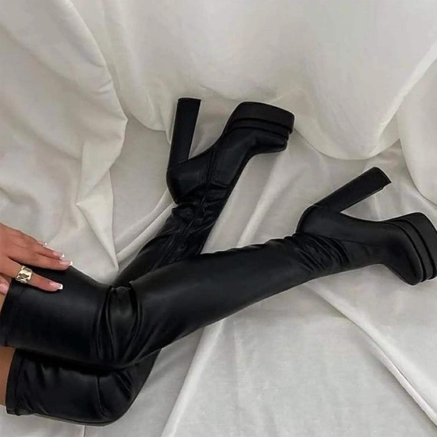 Platform Boots for Women Chunky Heel Over The Knee High Boots