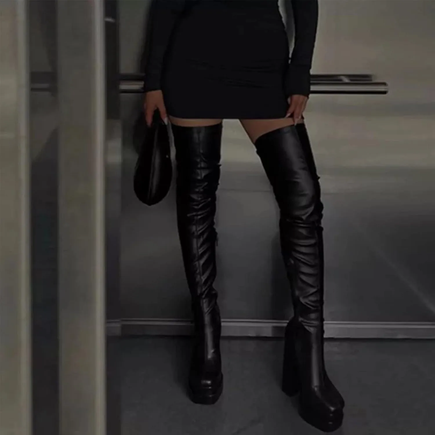 Platform Boots for Women Chunky Heel Over The Knee High Boots