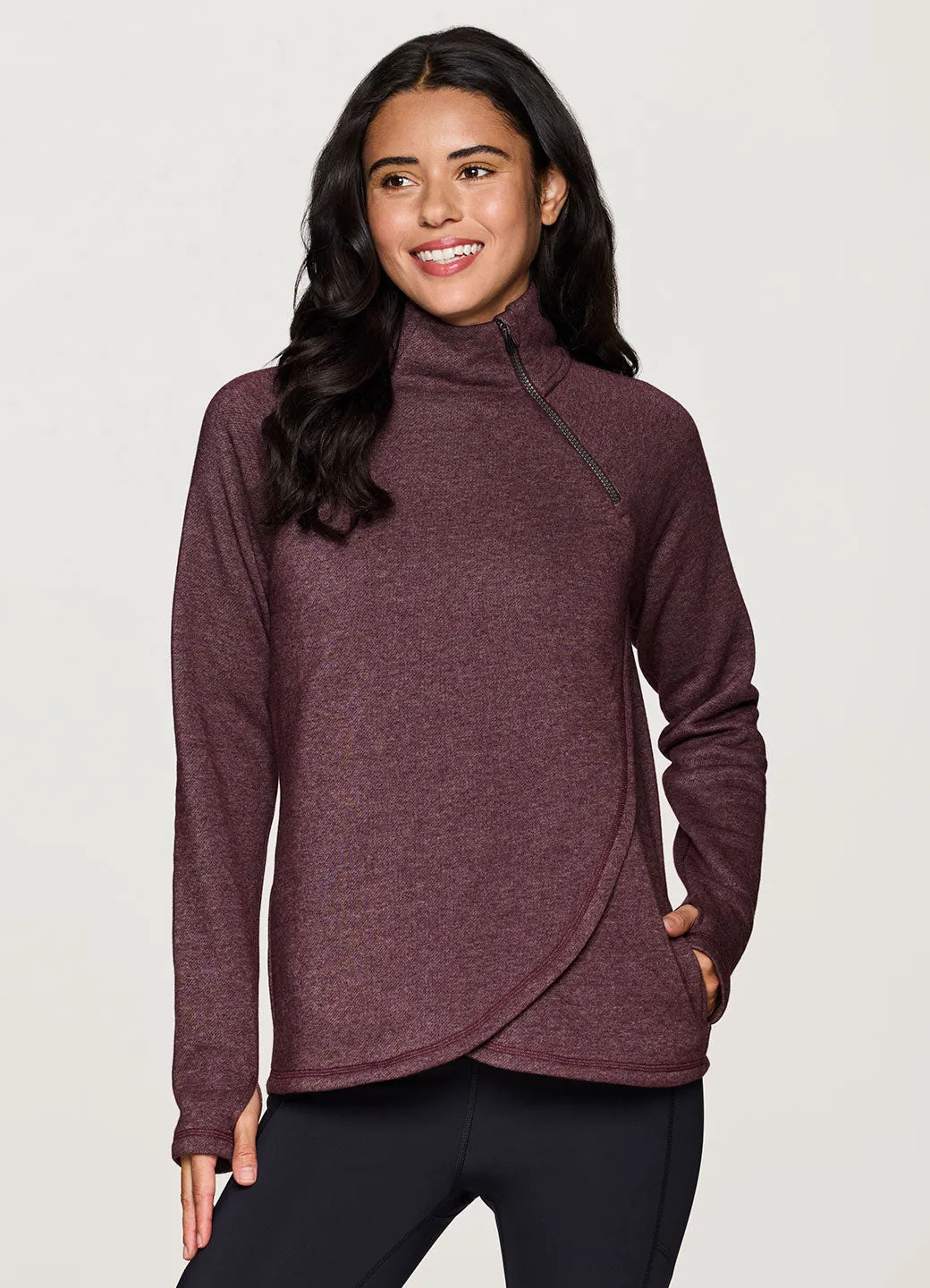 Plus Prime Ready To Roll Fleece Zip Mock Neck Pullover