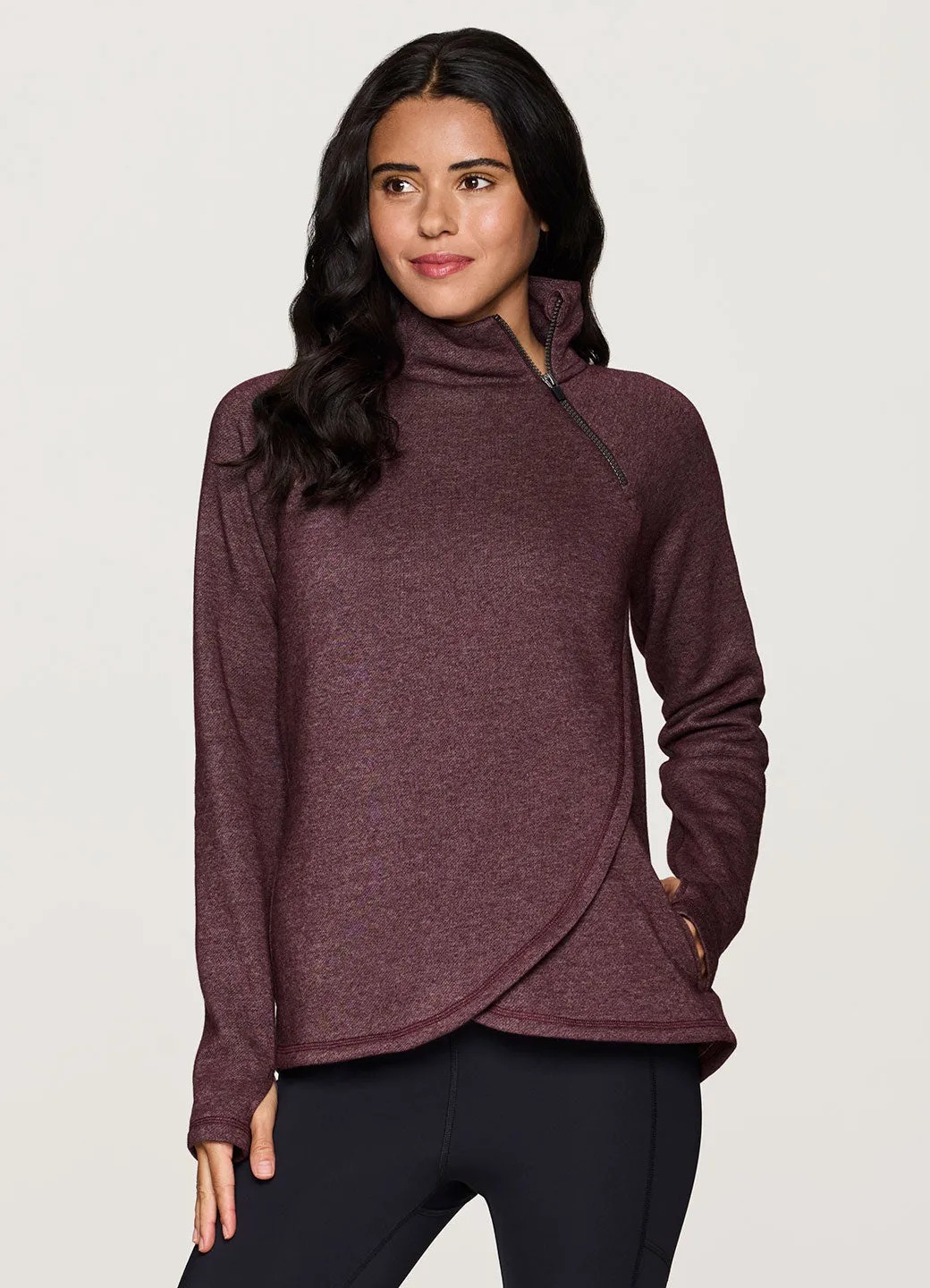 Plus Prime Ready To Roll Fleece Zip Mock Neck Pullover