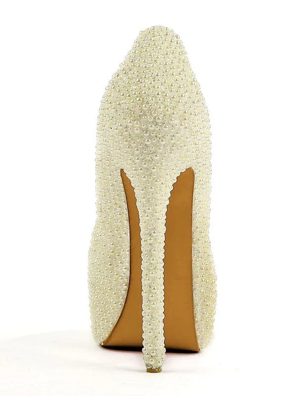 Princess Pearl High Heels Stiletto Heel Closed Toe Platform OS131