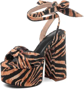 Roimaash Fashion Platform Sandals Block High Heels