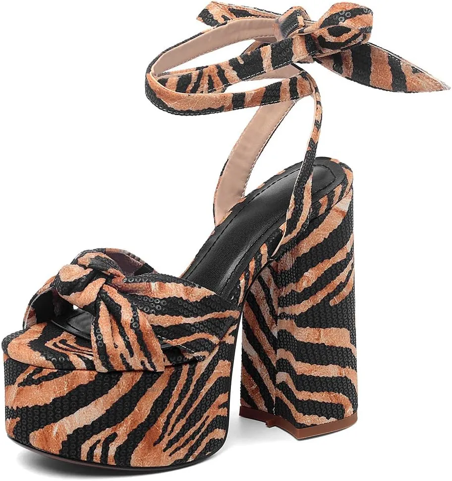 Roimaash Fashion Platform Sandals Block High Heels