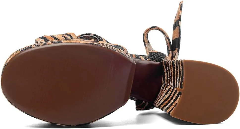 Roimaash Fashion Platform Sandals Block High Heels