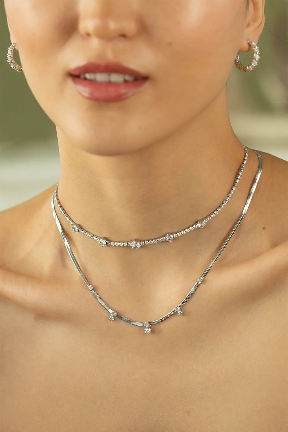 Sparkle Tennis Necklace Silver