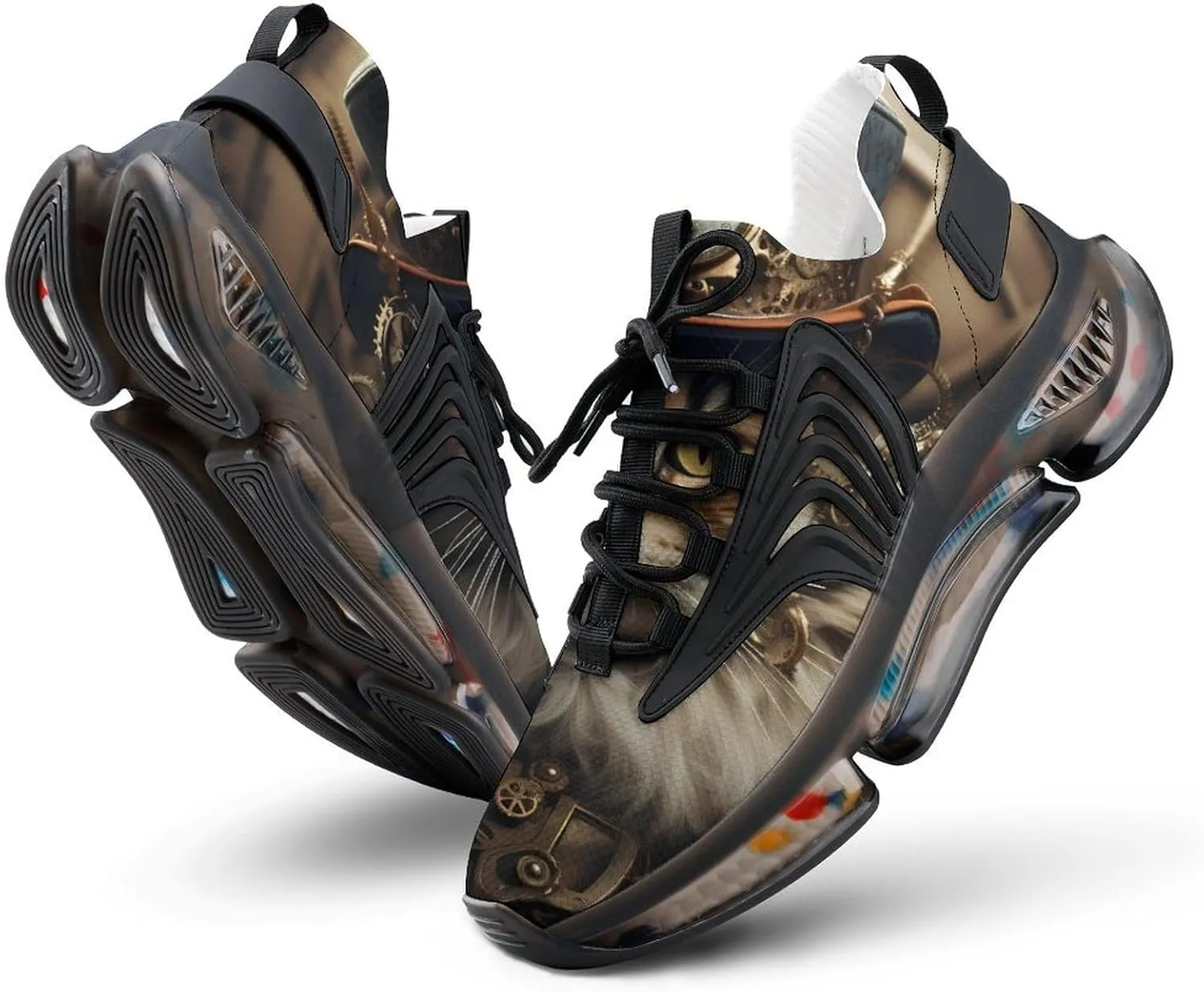 Steam Punk Grunge Cat Walking Shoes for Men Lightweight Tennis Fashion Elastic Sports Shoes Cushion Basketball Shoes