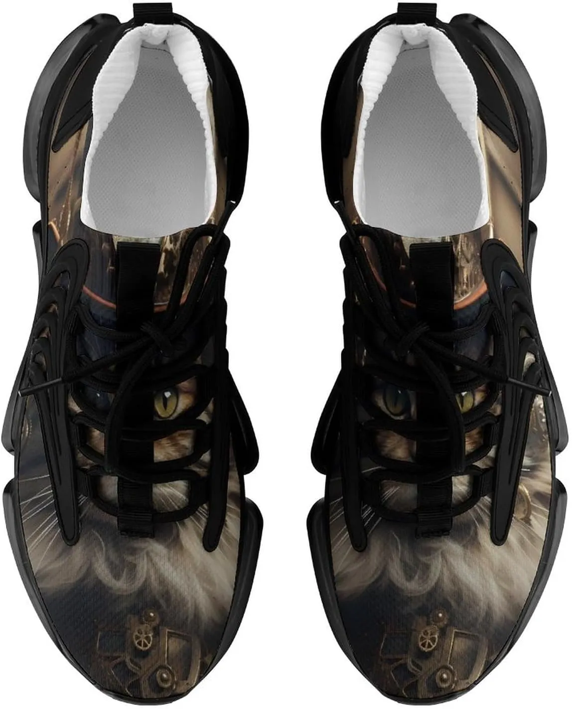 Steam Punk Grunge Cat Walking Shoes for Men Lightweight Tennis Fashion Elastic Sports Shoes Cushion Basketball Shoes