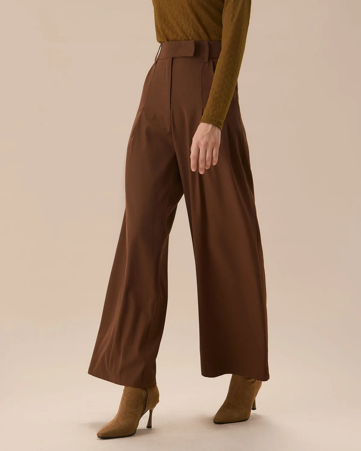 The Navy High Waisted Pockets Straight Pants