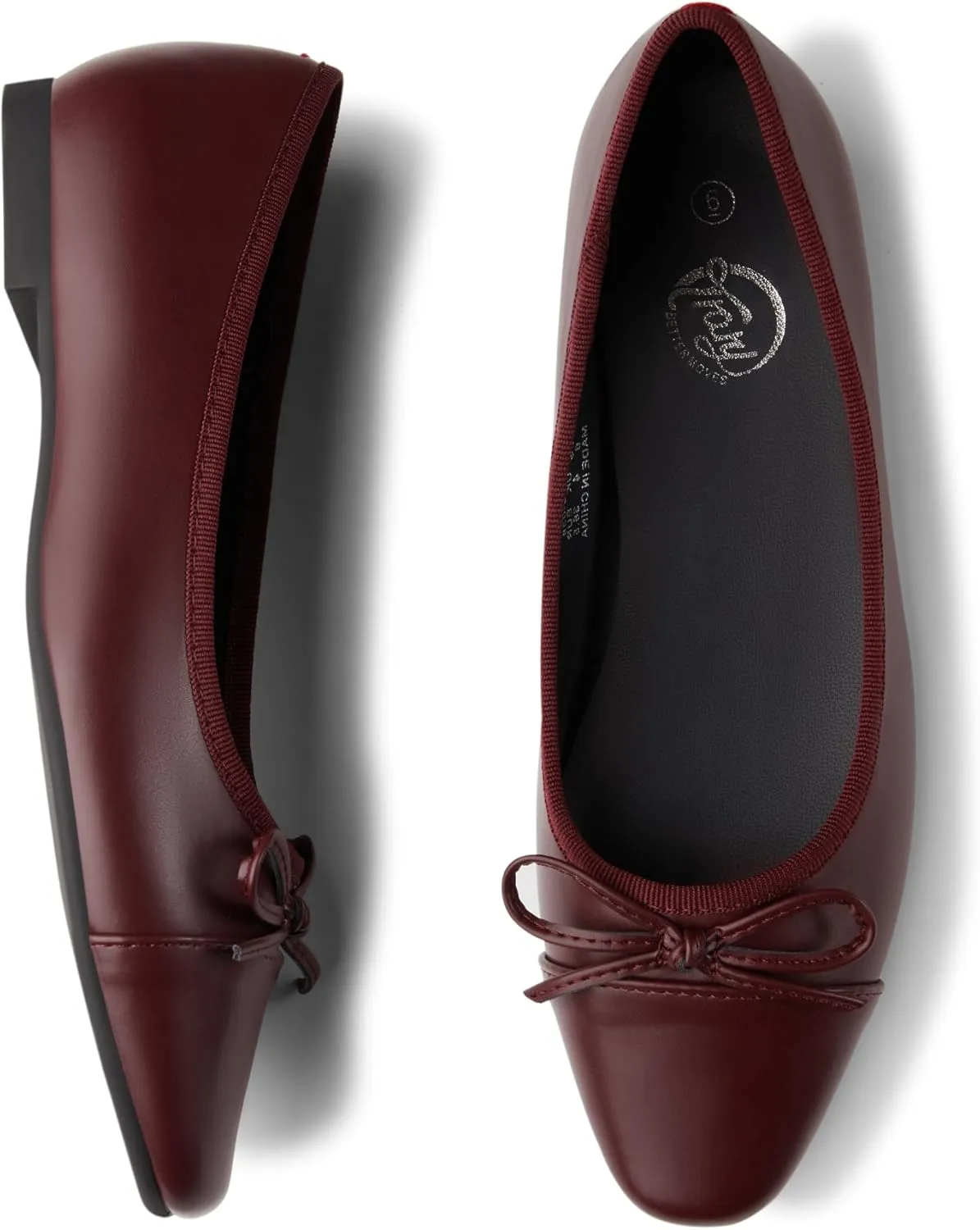 Trary Flat Shoes Women Pointed Toe Flats for Women Two-Tone Cap Toe Ballet Flats Shoes Comfortable Dressy Casual Slip-on Work Daily Soft Flat Shoes