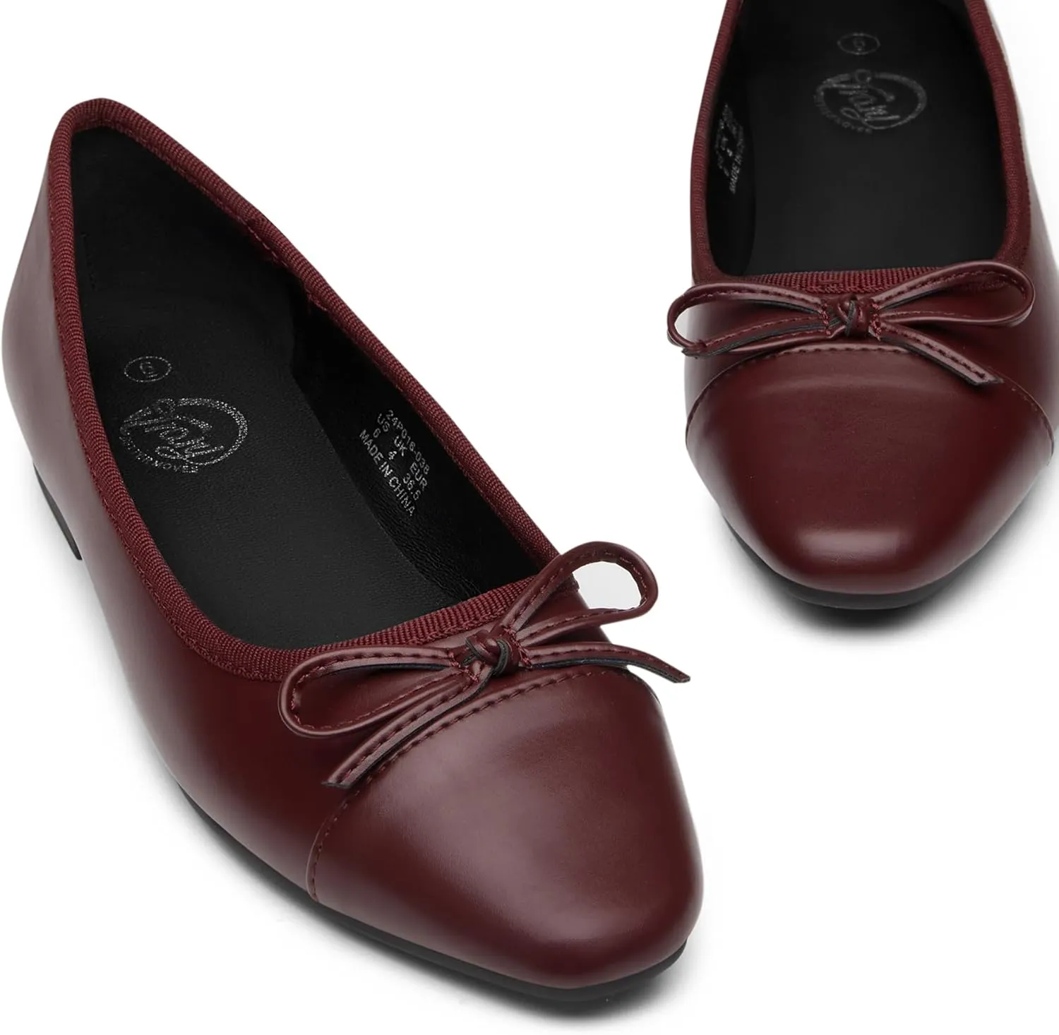 Trary Flat Shoes Women Pointed Toe Flats for Women Two-Tone Cap Toe Ballet Flats Shoes Comfortable Dressy Casual Slip-on Work Daily Soft Flat Shoes