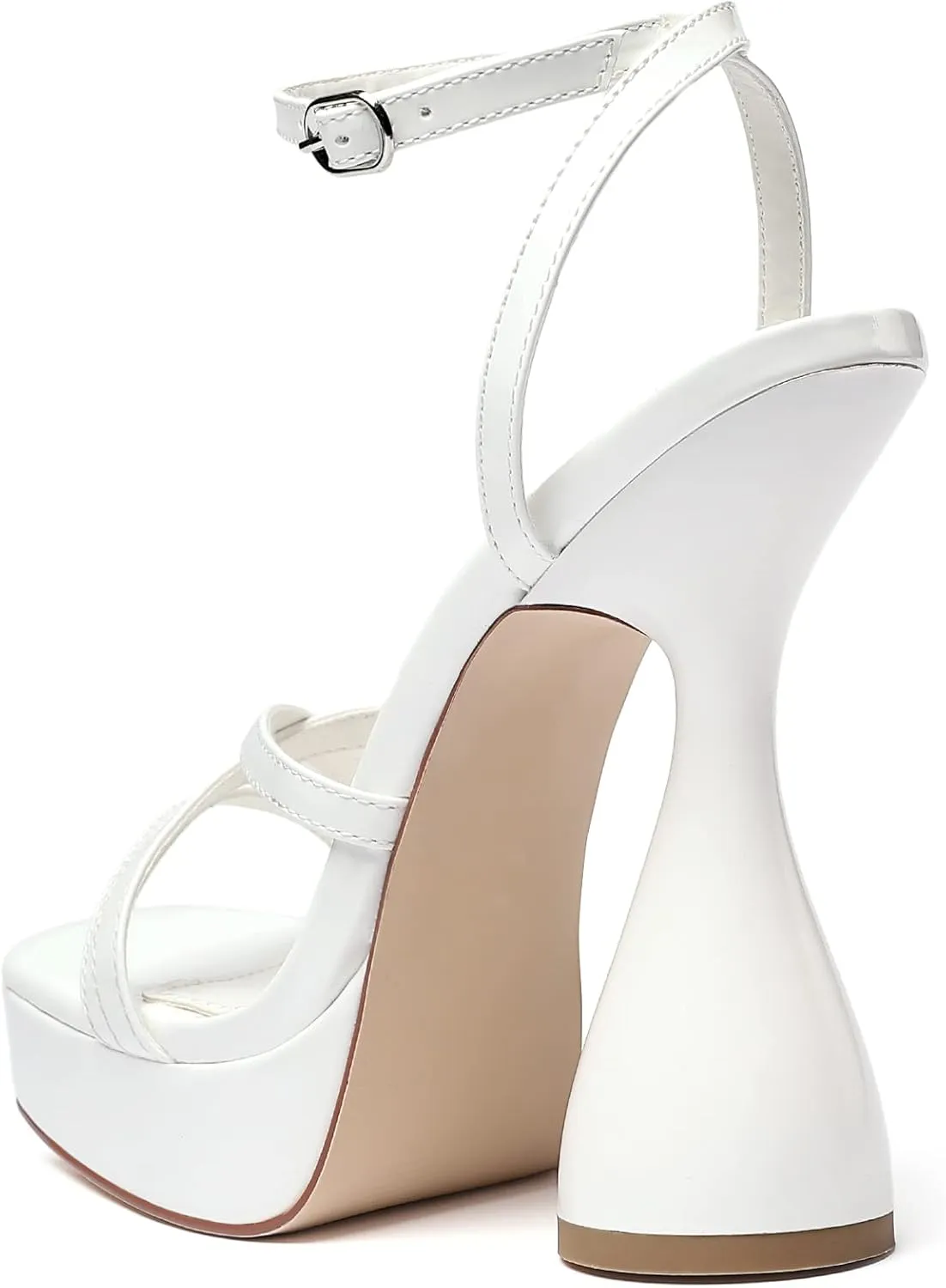 vivianly Women's Square Toe Platform High Heels Ankle Strap Chunky Block Heeled Sandals