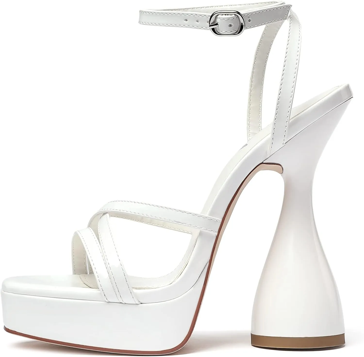 vivianly Women's Square Toe Platform High Heels Ankle Strap Chunky Block Heeled Sandals