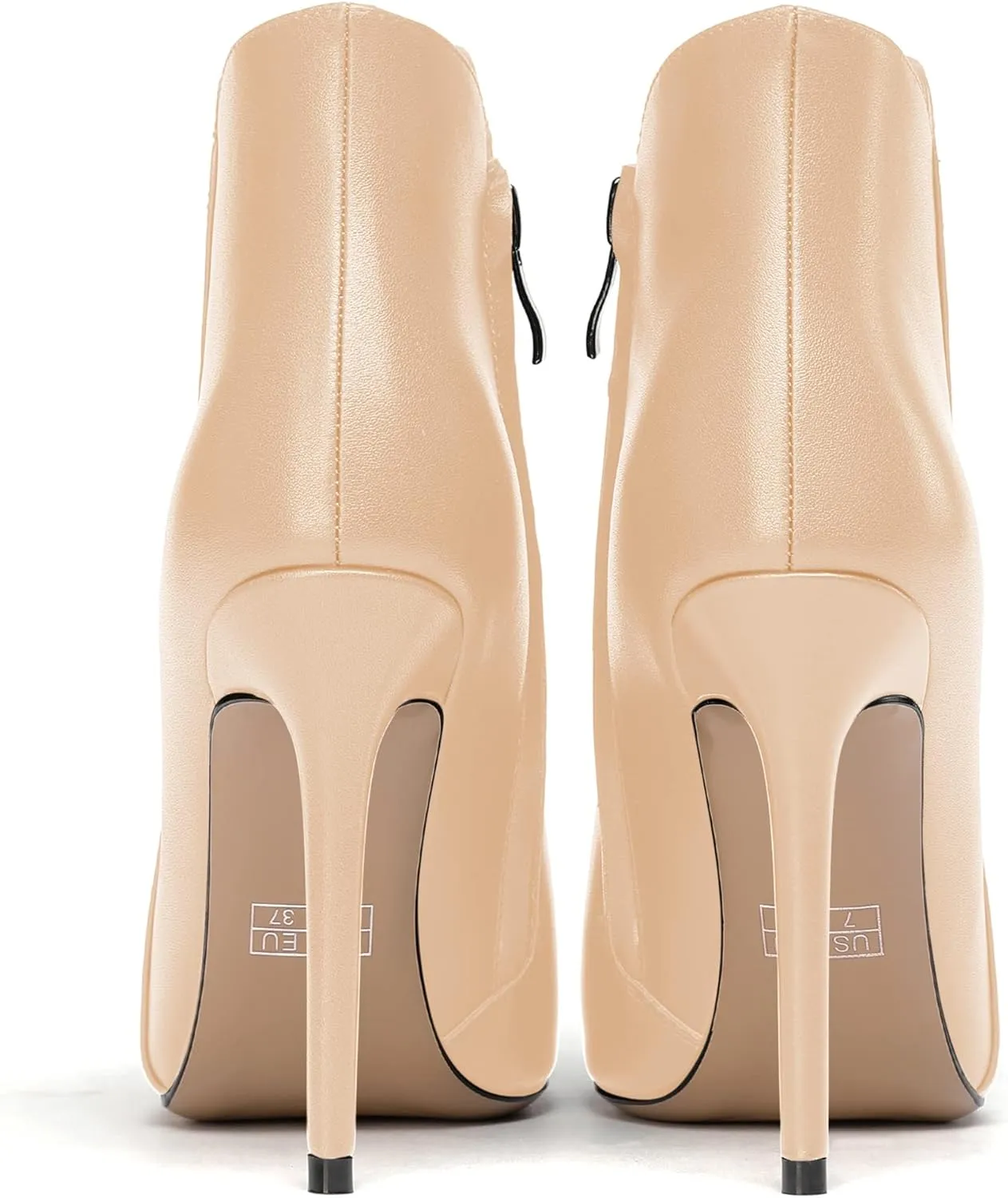 WAYDERNS Women's Side Zipper Pointed Toe Matte Stiletto High Heel Ankle High Boots 4 Inch