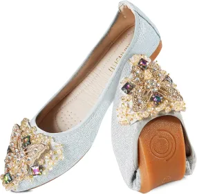 Women Ballet Flats Rhinestone Wedding Ballerina Shoes Foldable Sparkly Comfort Slip on Flat Shoes