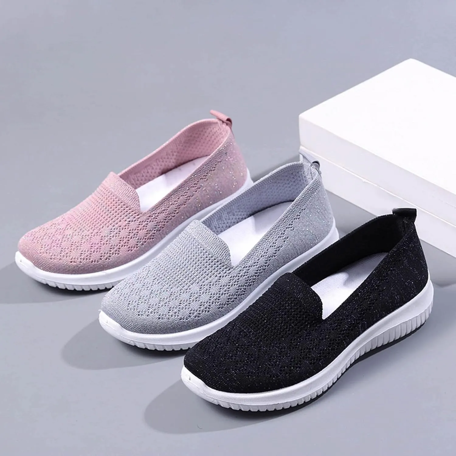 Women Casual Shoes Fashion Simple Solid Color Comfortable and Lightweight Flat Bottomed Slip On Shoes Rain Short