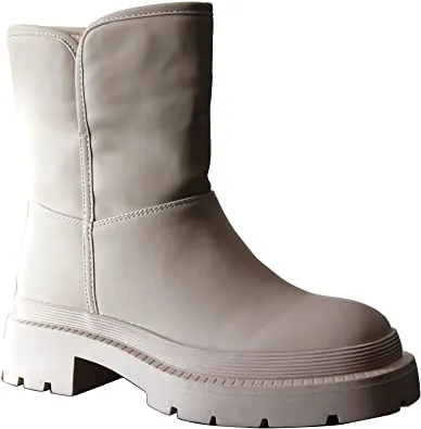 Women Faux Fur Winter Warm Ankle Boots Beige Style BG-908