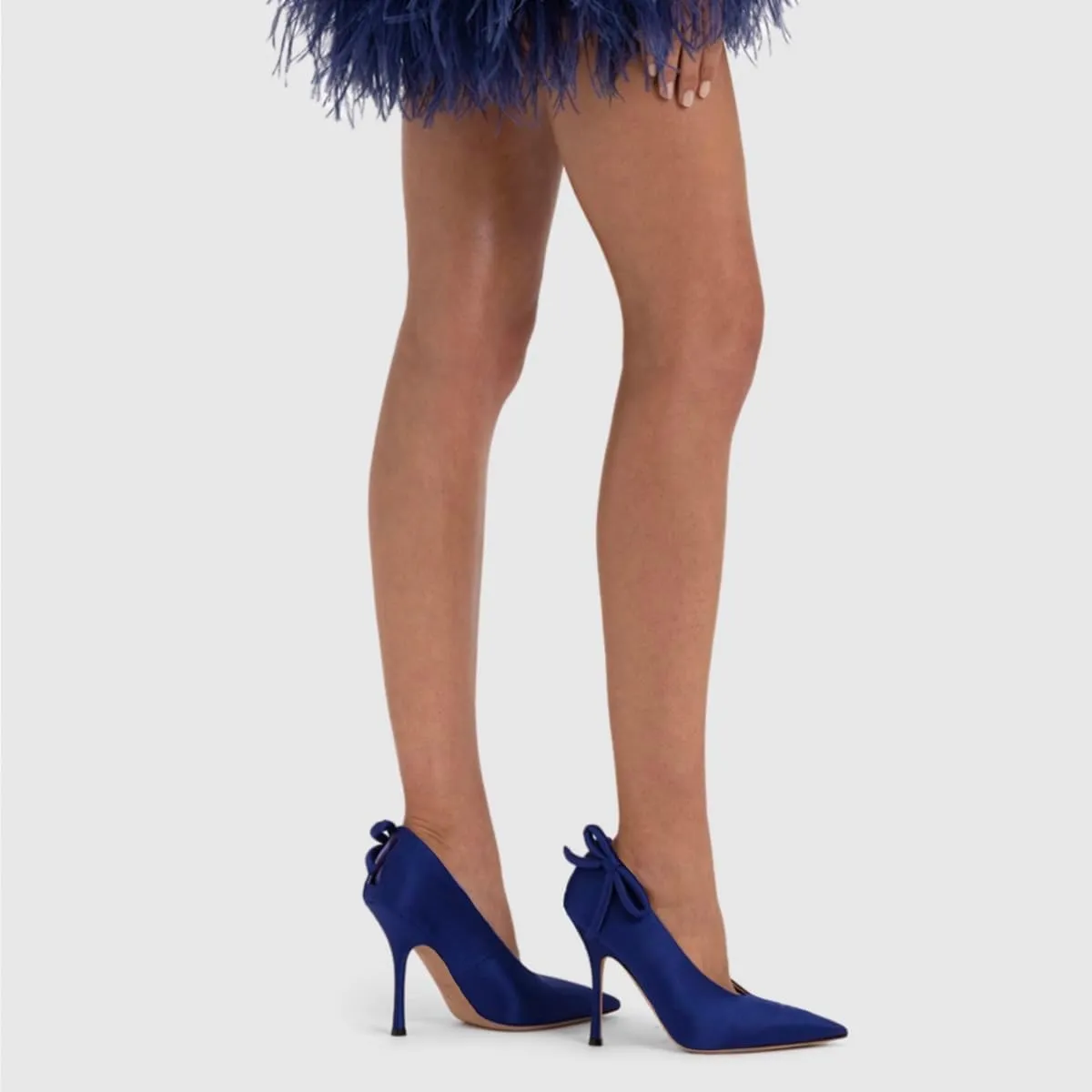 Women Satin Stiletto High Heels Pumps Bow Pointed Toe Dress Heels Sexy Party 4 inch Slim High Heel Pump Shoes Satin Closed Toe Dress Sandals Wedding Bridal Evening Stilettos 4-11 M US