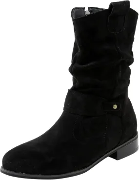 Women's Ankle Booties Fashion Western Cowboy Boots Fur Lined Warm Zipper Booties Vintage Winter Low Heel Boots