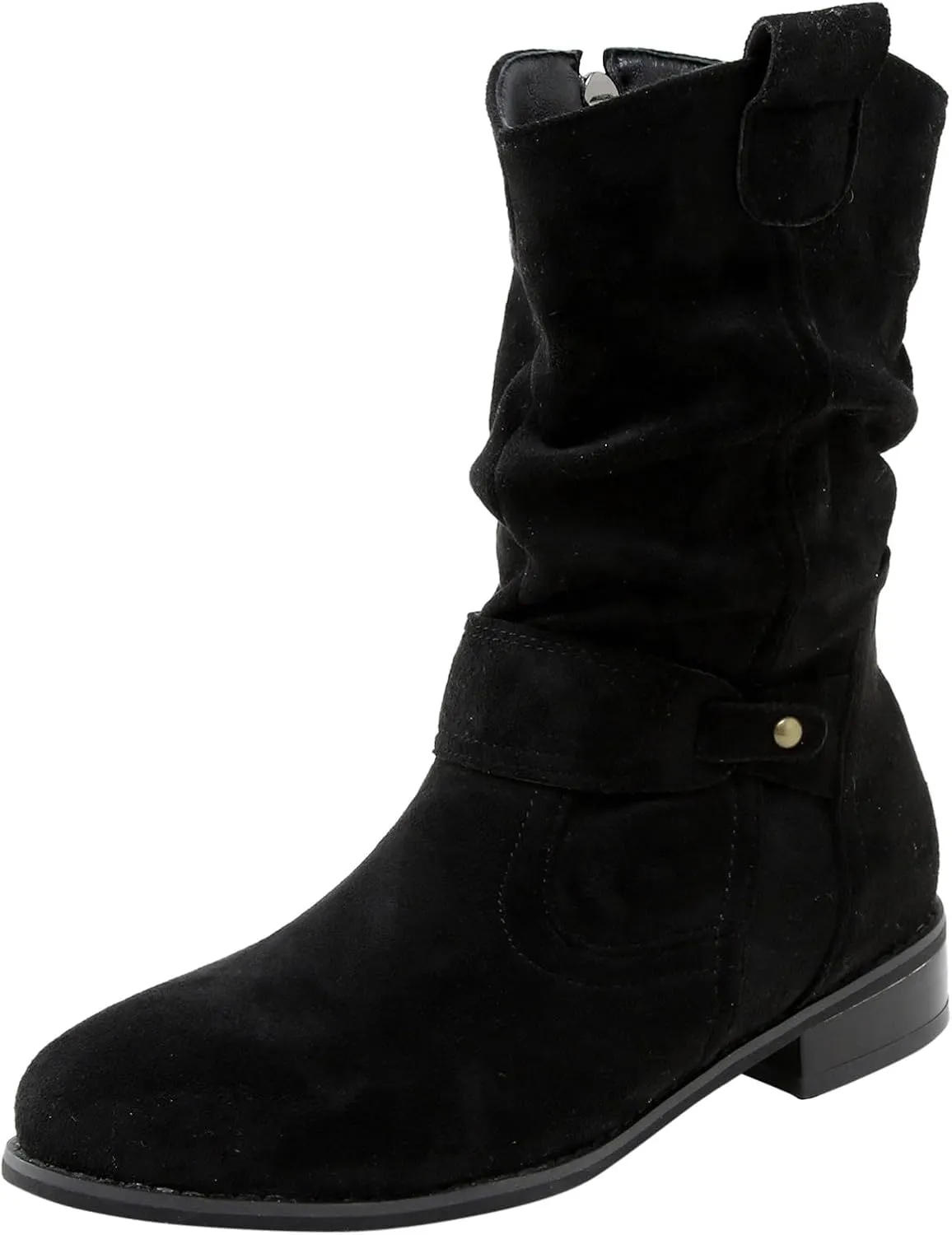 Women's Ankle Booties Fashion Western Cowboy Boots Fur Lined Warm Zipper Booties Vintage Winter Low Heel Boots