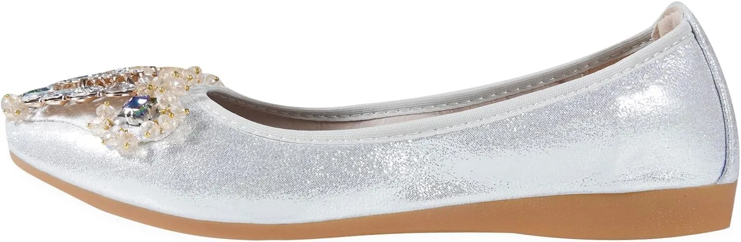 Women's Ballet Flats Rhinestones Wedding Ballerina Shoes Foldable Sparkly Comfort Slip on Flat Shoes