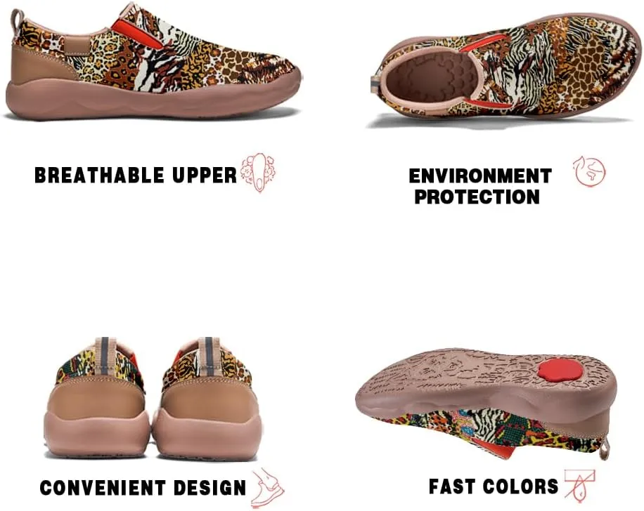 Women's Fashion Art Painted Shoes Slip On Round Toe Casual Loafers Lightweight Comfort Walking Travel Sneakers