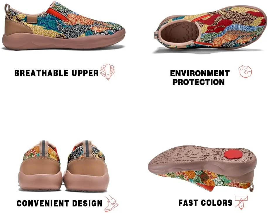 Women's Fashion Art Painted Shoes Slip On Round Toe Casual Loafers Lightweight Comfort Walking Travel Sneakers