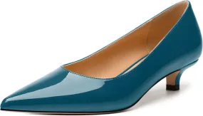 Women's Pumps, Pointed Toe Kitten Heels, Fashion Solid Patent High Heels for Women 1.3 Inch