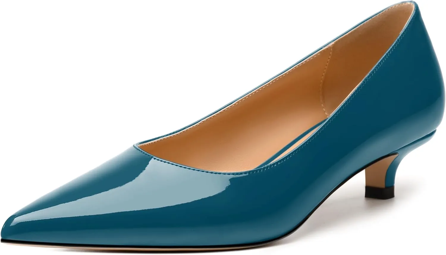 Women's Pumps, Pointed Toe Kitten Heels, Fashion Solid Patent High Heels for Women 1.3 Inch