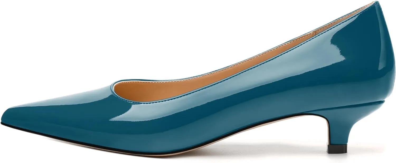 Women's Pumps, Pointed Toe Kitten Heels, Fashion Solid Patent High Heels for Women 1.3 Inch